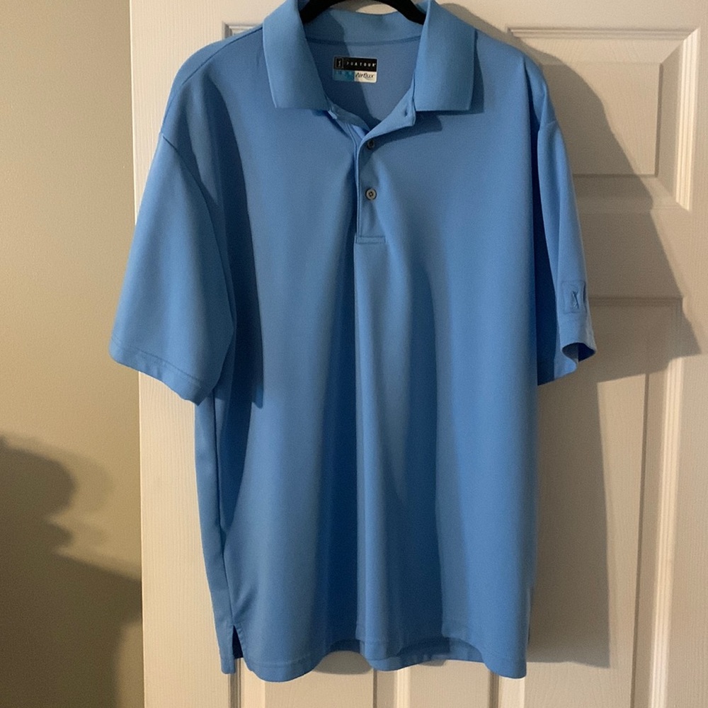 Pgatour Men’s Golf Shirt. Light Blue, Size Large